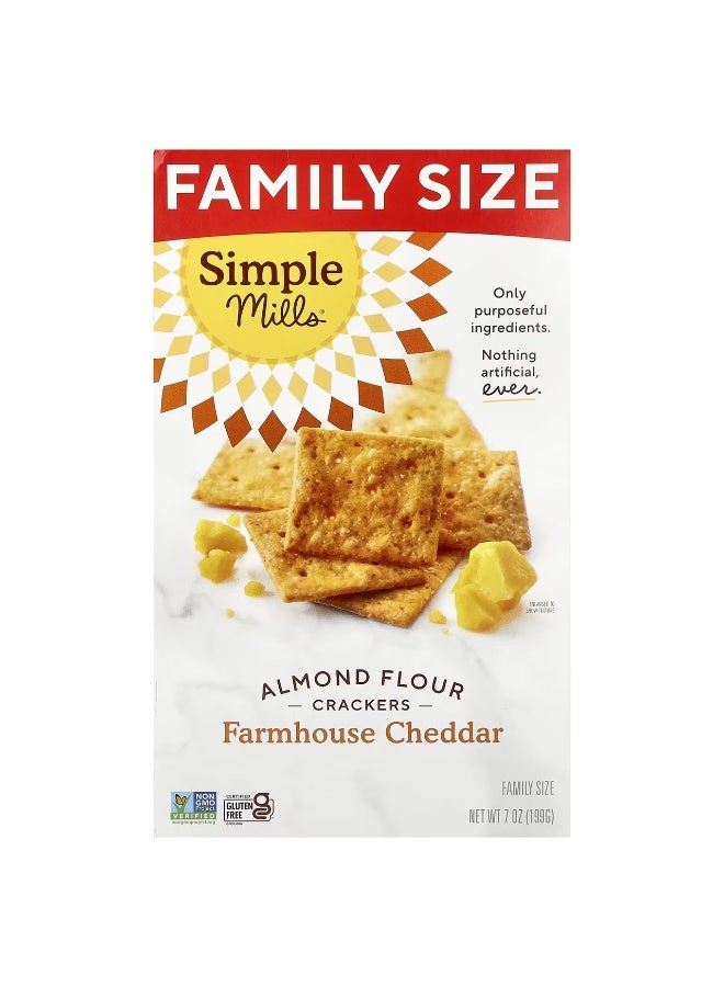 Simple Mills, Almond Flour Crackers, Farmhouse Cheddar, 7 oz (199 g)